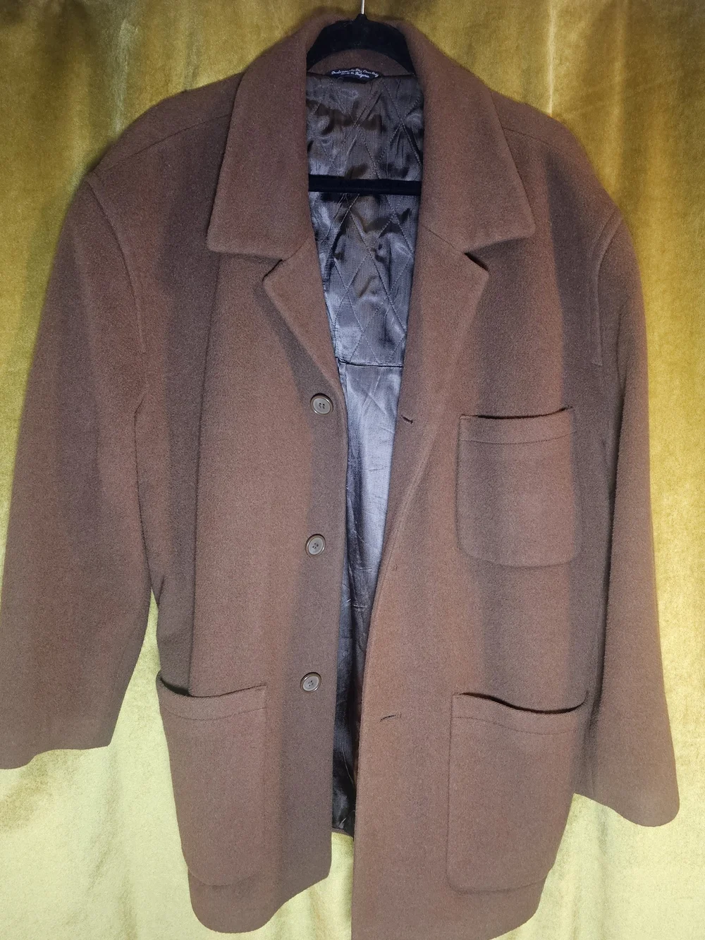 Vintage Alpaca Wool Coat Oversized Brown Blazer Jacket Menswear Style - Picture 2 of 6